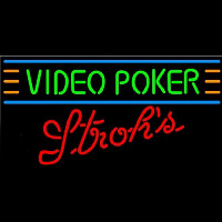 Strohs Video Poker Beer Sign Neonskylt