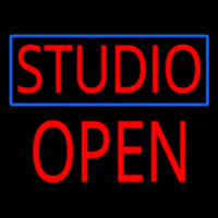 Studio Blue Border Open Block Neonskylt