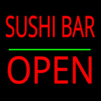 Sushi Bar Block Open Green Line Neonskylt