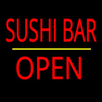 Sushi Bar Open Yellow Line Neonskylt