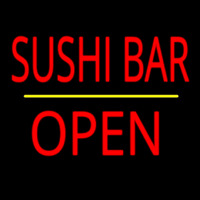 Sushi Bar Open Yellow Line Neonskylt