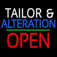 Tailor And Alteration Block Open Green Line Neonskylt