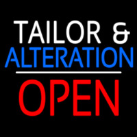 Tailor And Alteration Open White Line Neonskylt