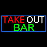Take Out Bar With Blue Border Neonskylt