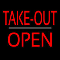 Take Out Open White Line Neonskylt