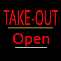 Take Out Open Yellow Line Neonskylt