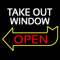 Take Out Window Left Yellow Open Arrow Neonskylt