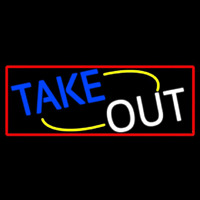 Take Out With Red Border Neonskylt