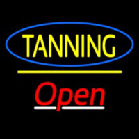 Tanning Open Yellow Line Neonskylt