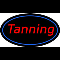 Tanning Oval Blue Border Neonskylt