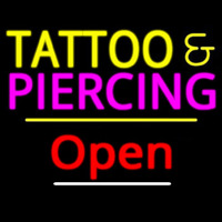 Tattoo And Piercing Open Yellow Line Neonskylt