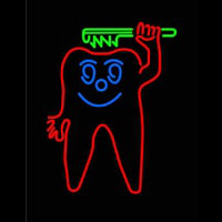 Teeth With Green Tooth Brush Neonskylt