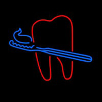 Teeth With Tooth Brush Dental Neonskylt