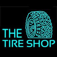 The Tire Shop Turquoise Logo Neonskylt