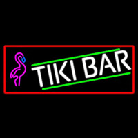 Tiki Bar Flamingo With Red Border Neonskylt