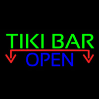 Tiki Bar Open With Arrow Real Neon Glass Tube Neonskylt