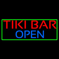 Tiki Bar Open With Green Border Neonskylt