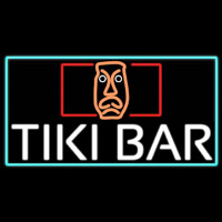 Tiki Bar Sculpture With Turquoise Border Real Neon Glass Tube Neonskylt