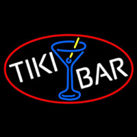 Tiki Bar Wine Glass Oval With Red Border Neonskylt