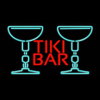 Tiki Bar with Two Martini Glasses Real Neon Glass Tube Neonskylt