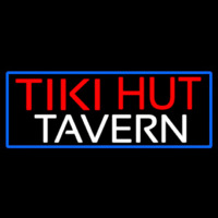 Tiki Hut Tavern With Blue Border Neonskylt