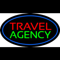 Travel Agency Blue Oval Neonskylt