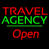 Travel Agency Open Green Line Neonskylt
