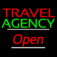 Travel Agency Open White Line Neonskylt