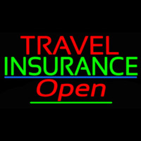 Travel Insurance Open With Blue Line Neonskylt