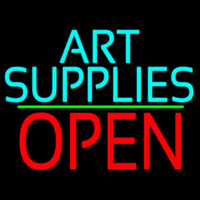 Turquoise Art Supplies With Open 1 Neonskylt