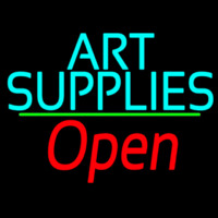 Turquoise Art Supplies With Open 2 Neonskylt