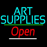 Turquoise Art Supplies With Open 3 Neonskylt