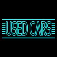 Turquoise Double Stroke Used Cars Neonskylt