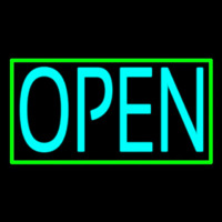Turquoise Open Green Open Neonskylt