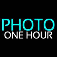 Turquoise Photo One Hour Neonskylt