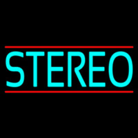 Turquoise Stereo Block Red Line Neonskylt