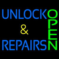 Unlock And Repairs Green Open Neonskylt