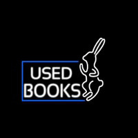 Used Books With Rabbit Logo Neonskylt