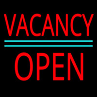 Vacancy Block Open Green Line Neonskylt