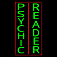 Vertical Green Psychic Reader Red Border Neonskylt