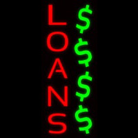 Vertical Red Loans Dollar Logo Neonskylt