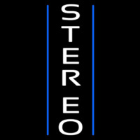Vertical White Stereo Block Blue Line 1 Neonskylt