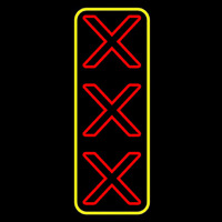 Vertical X   With Yellow Border Neonskylt