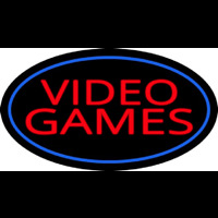 Video Games Oval Blue Neonskylt