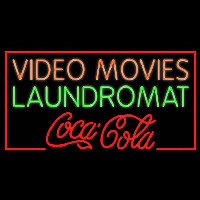 Video Movies Laundromat Coca Cola Real Neon Glass Tube Neonskylt