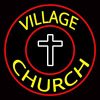 Village Church With Border Neonskylt