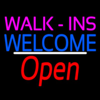 Walk Ins Welcome Open White Line Neonskylt