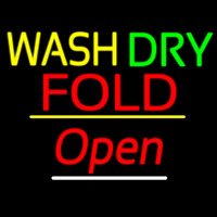 Wash Dry Fold Open Yellow Line Neonskylt