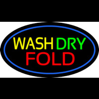 Wash Dry Fold Oval Blue Neonskylt