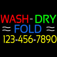 Wash Dry Fold With Number Neonskylt